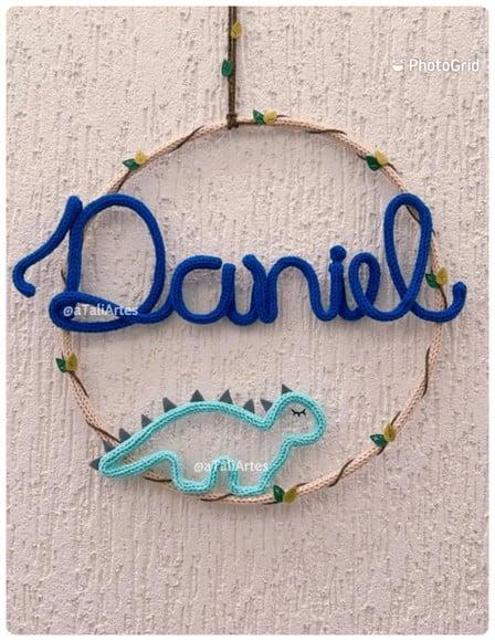 Porta Maternidade Dino Personalizado em Tricotin