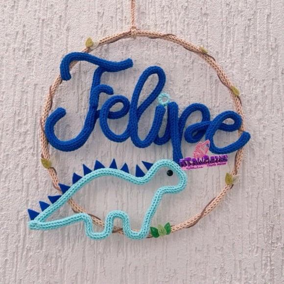 Porta Maternidade Dino Personalizado em Tricotin