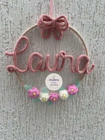 Porta Maternidade Laço com Flores de Eva Personalizados