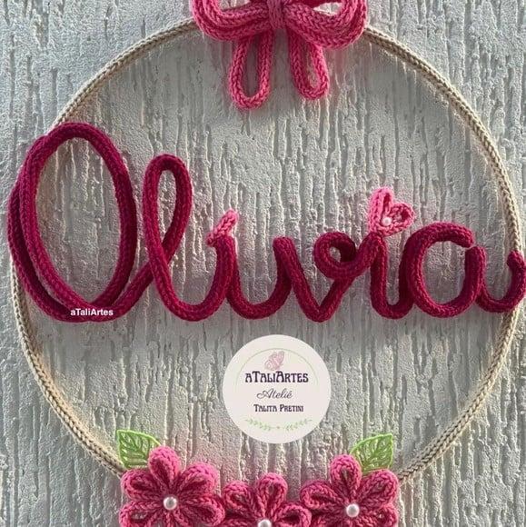 Porta Maternidade Laço e Flores Cores Vibrantes em Tricotin