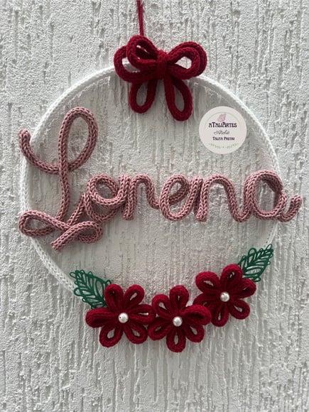 Porta Maternidade Laço com Flores Personalizado Tricotin