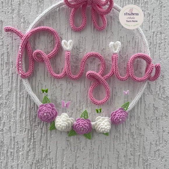 Porta Maternidade Laço com Flores de Eva Personalizados