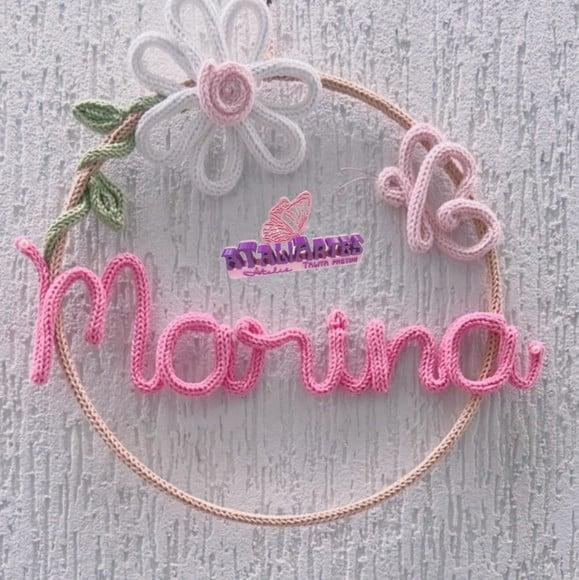 Porta Maternidade Margarida Personalizada em Tricotin