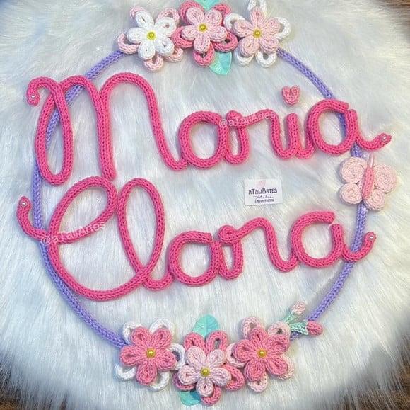 Porta Maternidade Menina Flor Dupla Personalizada Tricotin