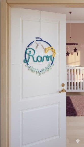 Porta Maternidade Montanha Personalizada em Tricotin