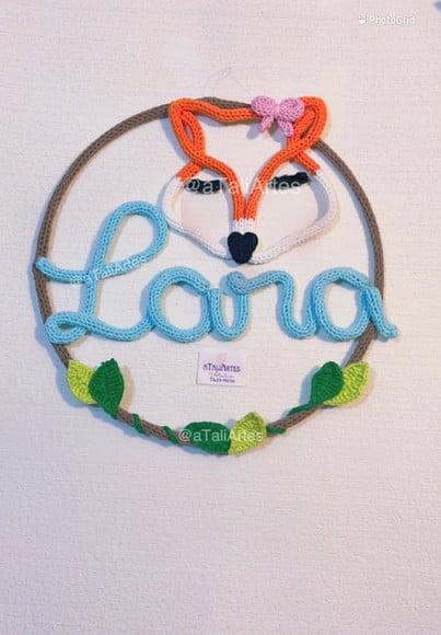 Porta Maternidade Raposinha Personalizada em Tricotin