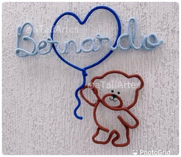 Porta Maternidade Ursinho com Bexiga Personalizado Tricotin