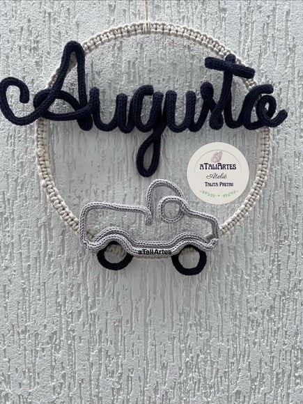 Porta maternidade Guirlanda de Menino Personalizada em Macramê c