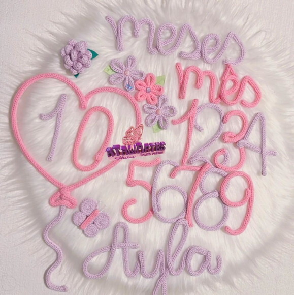 Kit Mêsversário Menina Flores e Borboleta personalizado em Tric