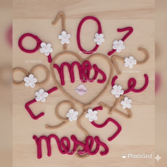 Kit Mêsversário menina Números Decorados + Nome Composto perso
