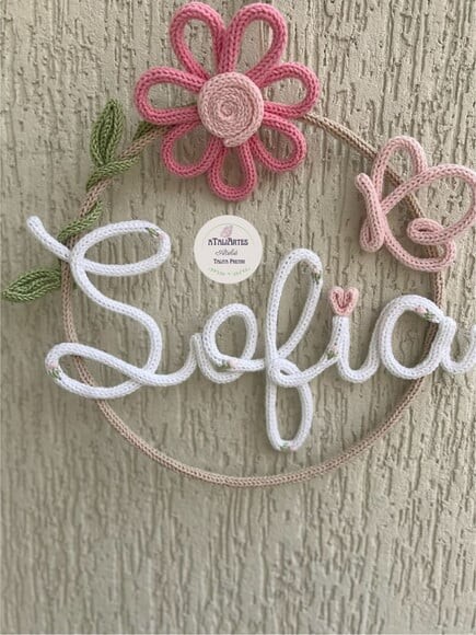 Porta Maternidade Margarida Personalizada em Tricotin