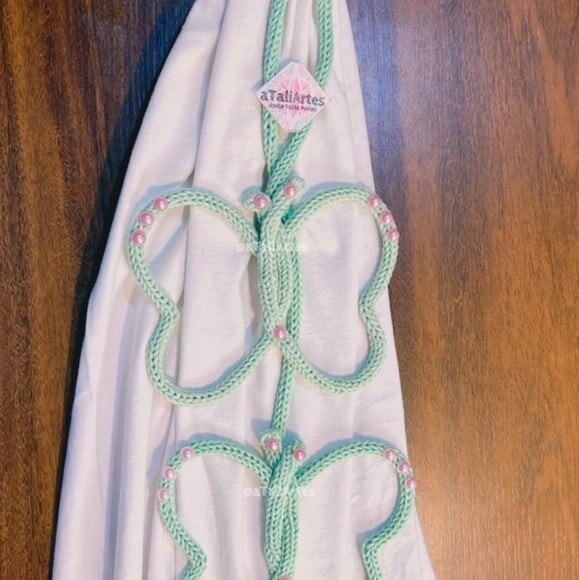 Par de Prendedor de Cortina Borboletas personalizado em tricotin