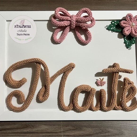 Quadro Porta Maternidade Laço Personalizado Tricotin