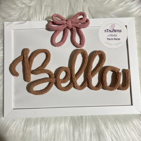 Quadro Porta Maternidade Laço Personalizado Tricotin