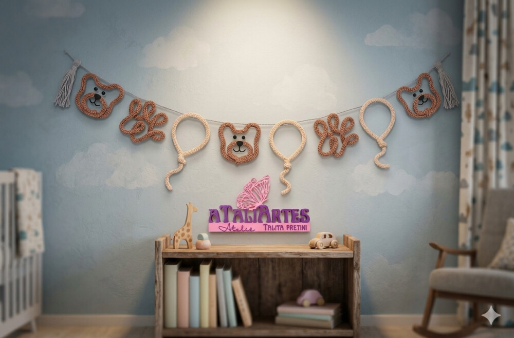 Varal Decorativo personalizado em Tricotin