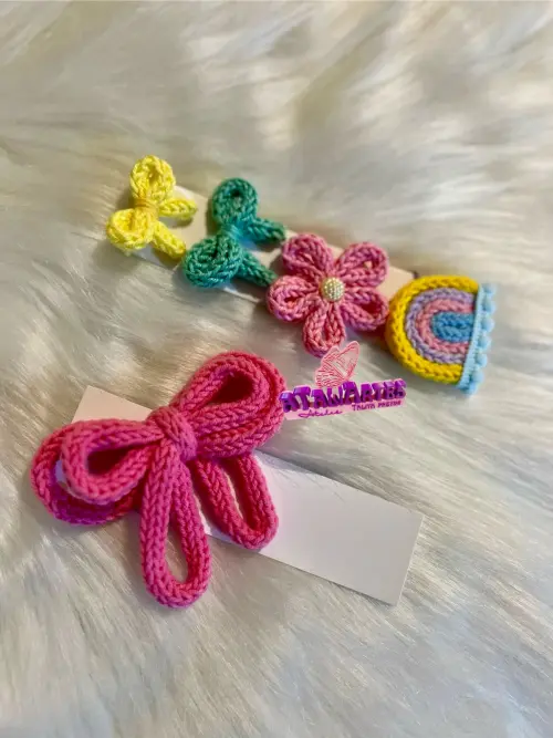 06 Unidades de Elástico de cabelo personalizados em tricotin