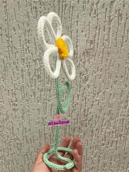 Margarida Porta retrato e centro de mesa personalizado em tricoti