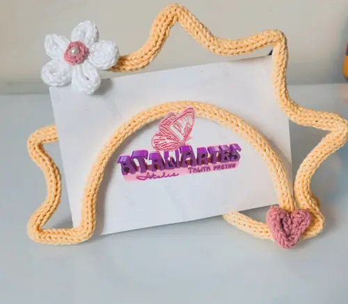 10 Unidades Sol Centro de Mesa e porta retrato em tricotin