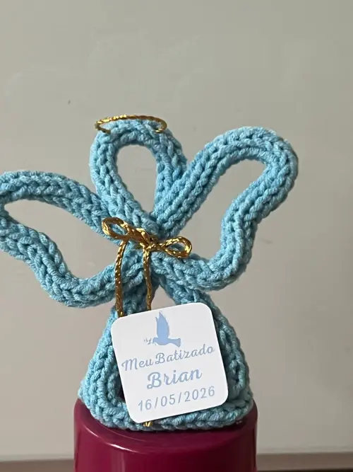 10 unidades Anjinho de tricotin personalizado Lembrancinha batiza