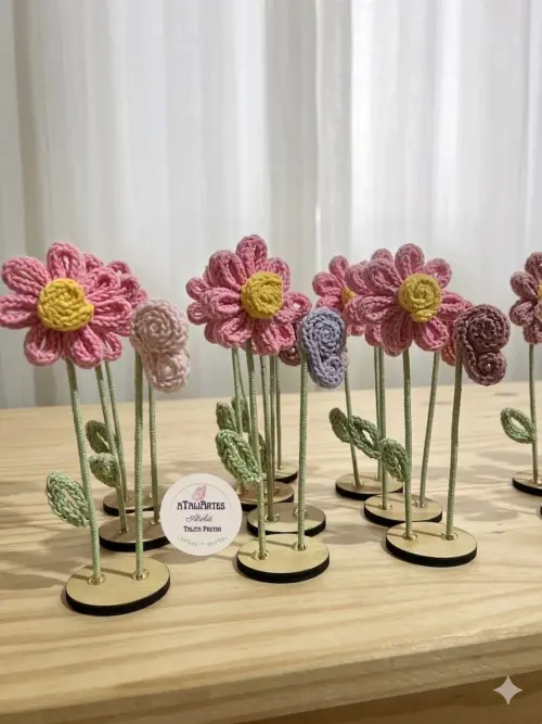 20 unidades Lembrancinha Jardim encantado personalizado em tricot