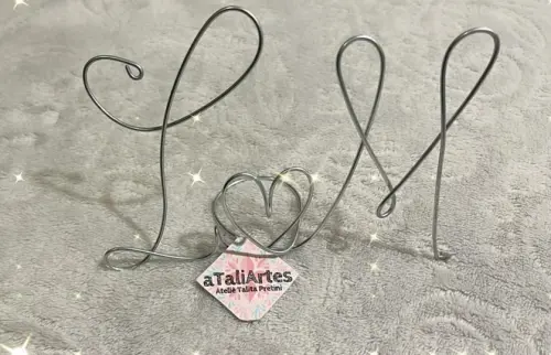 Topo de bolo de casamento Letras de arame - Prata