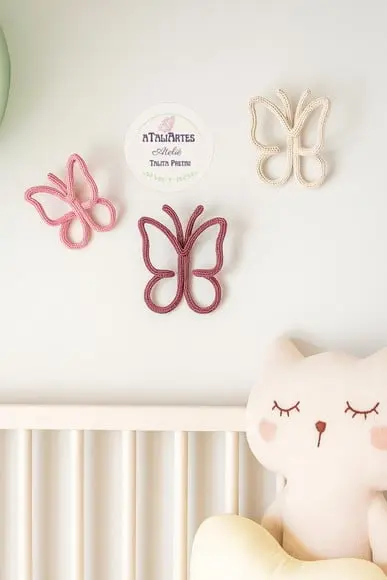 03 Unidades Borboleta Decorativa Personalizada em Tricotin