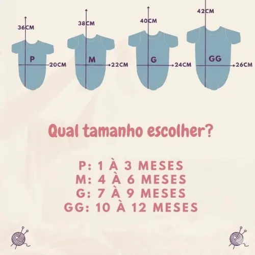 Body Mêsversário com Flores ou Laços de Tricotin