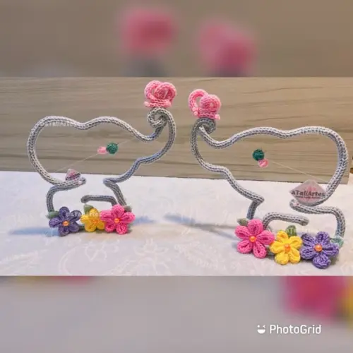 Elefantinha Decorativo de Mesa em Tricotin