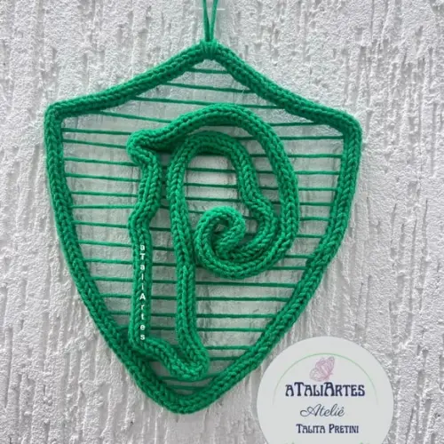 Escudo do Palmeiras Artesanal em Tricotin - Decor de Time