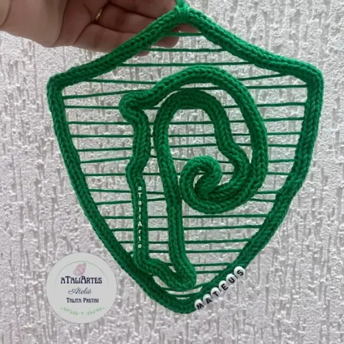 Escudo do Palmeiras Artesanal em Tricotin - Decor de Time