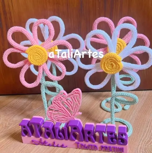 Flor Porta Retrato 10x15 em Tricotin - Unidade