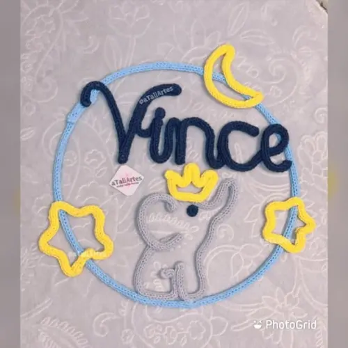 Guirlanda Elefantinho Personalizado em Tricotin