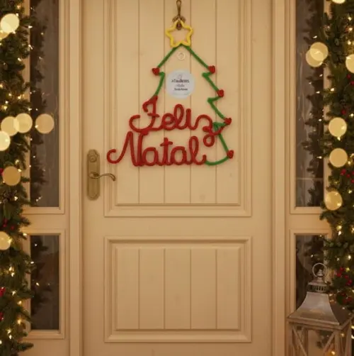 Guirlanda de Natal Tricotin Personalizada - Feliz Natal
