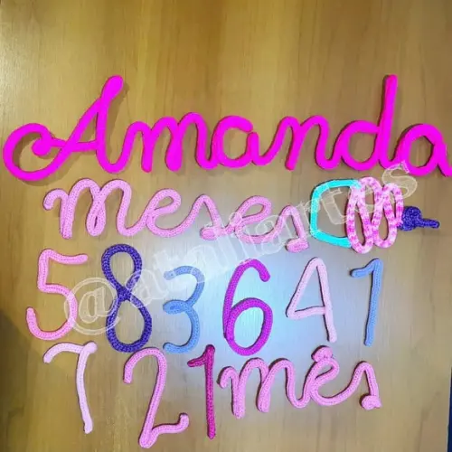 Kit Mêsversário Básico com Nome em Tricotin