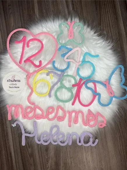 Kit Mêsversário Borboletas Personalizado Tricotin