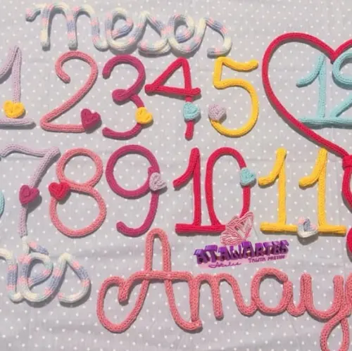 Kit Mêsversário Menina com Nome Personalizado em Tricotin