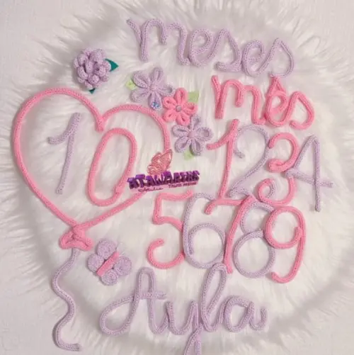 Kit Mêsversário Menina Flores e Borboleta com Nome Tricotin