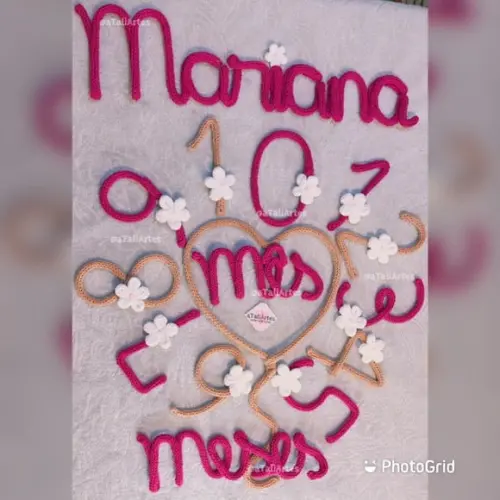 Kit Mêsversário Números com Margaridas em Tricotin