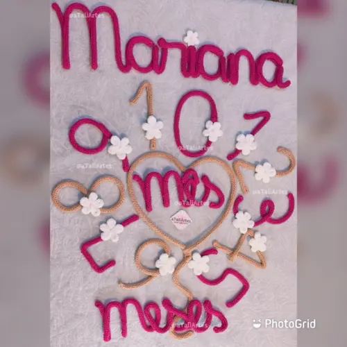 Kit Mêsversário Números Decorados + Nome Composto em Tricotin