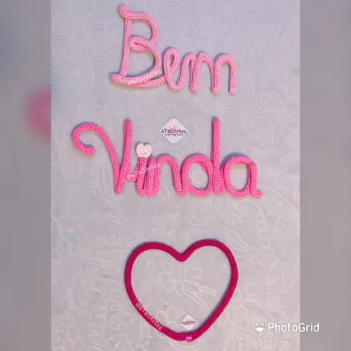 Bem Vinda (o) decorativo personalizado em Tricotin