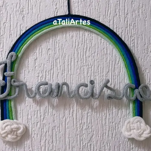 Porta Maternidade Arco-íris Menino Tricotin Personalizado