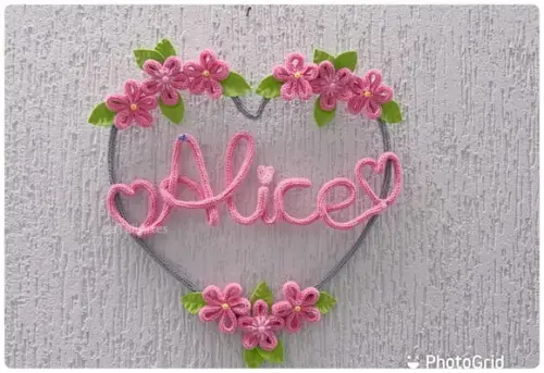 Porta Maternidade Coração Personalizado com Flores Tricotin