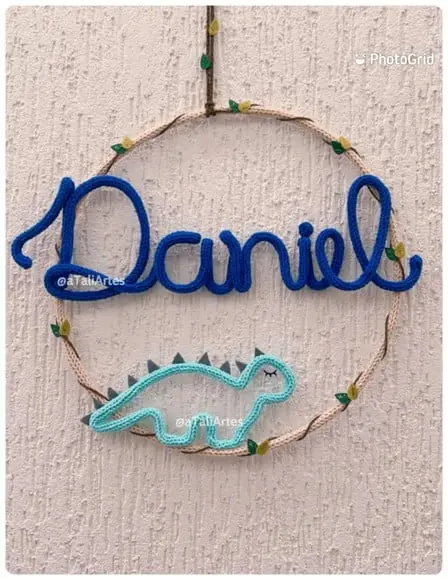 Porta Maternidade Dino Personalizado em Tricotin