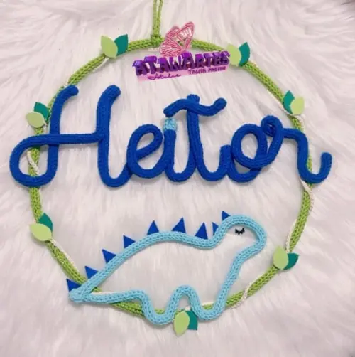 Porta Maternidade Dino Personalizado em Tricotin