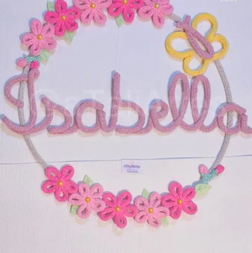 Porta Maternidade Flores Personalizadas em Tricotin