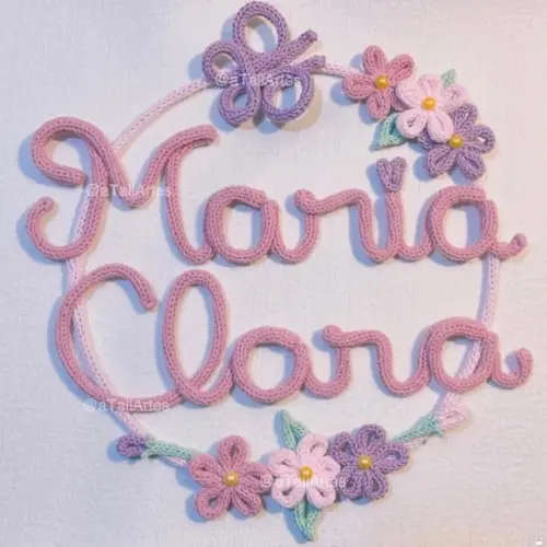 Porta Maternidade Guirlanda Florida Nome Composto Tricotin