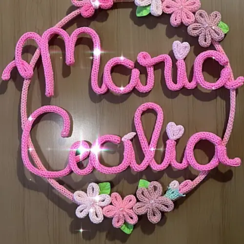 Porta Maternidade Guirlanda Florida Nome Composto Tricotin