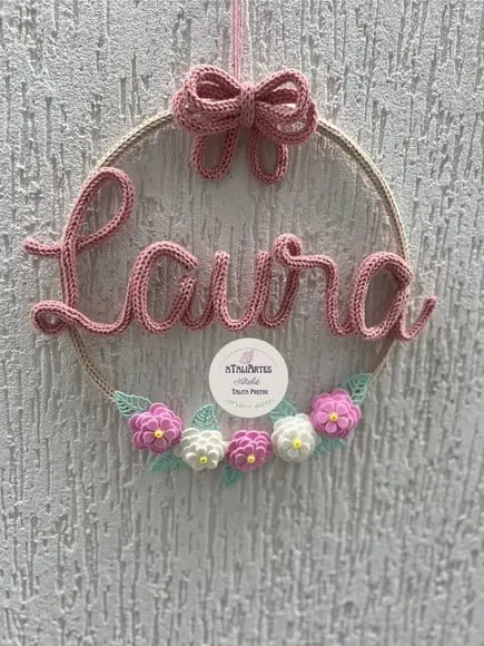 Porta Maternidade Laço com Flores de Eva Personalizados