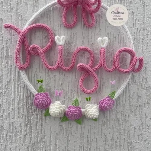 Porta Maternidade Laço com Flores de Eva Personalizados