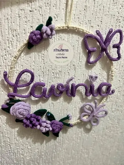 Porta Maternidade Macramê com Tricotin Personalizado